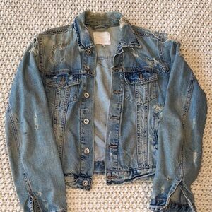 Zara Distressed Blue Jean Jacket